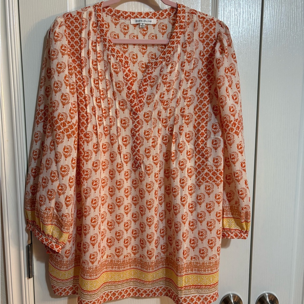 ❤️Rose & Olive Pink Pleated Tunic Blouse NWOT ❤️